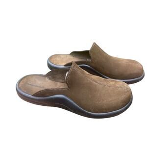 HAMMACHER SCHLEMMER Brown Leather Slide Mule Slippers